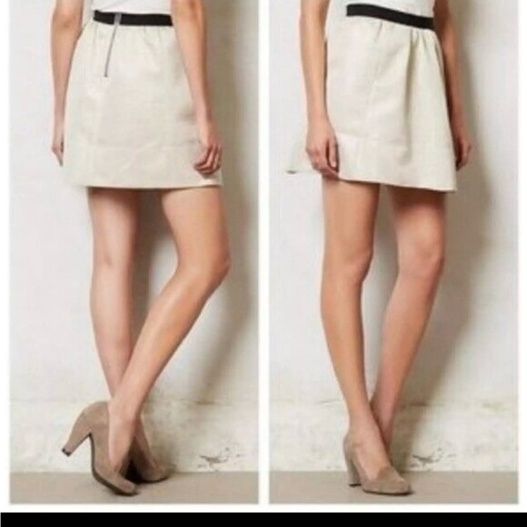 Anthropologie Ganni Gold Brocade Pleated 'Cressida' Mini Skirt Size S - Picture 2 of 6